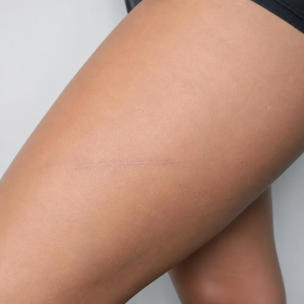 Thigh before cover-up tattoo